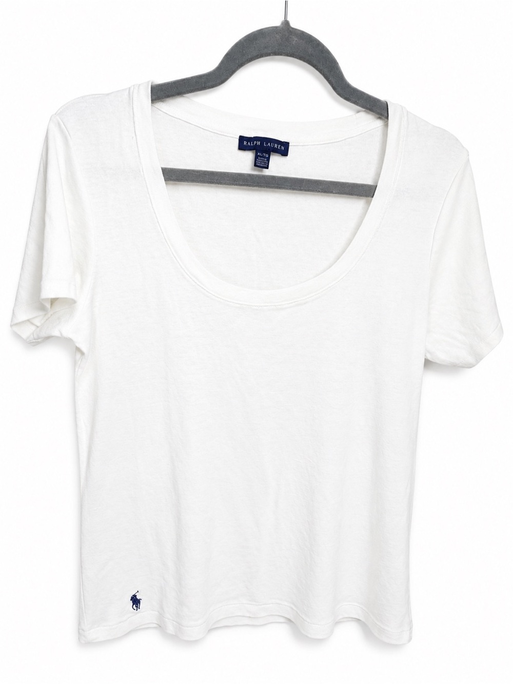 Ralph Lauren White Scoop Neck Short Sleeve Tee